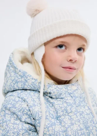 Giacca a vento con stampa floreale effetto pelliccia