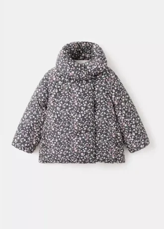 Giacca a vento con stampa floreale effetto pelliccia