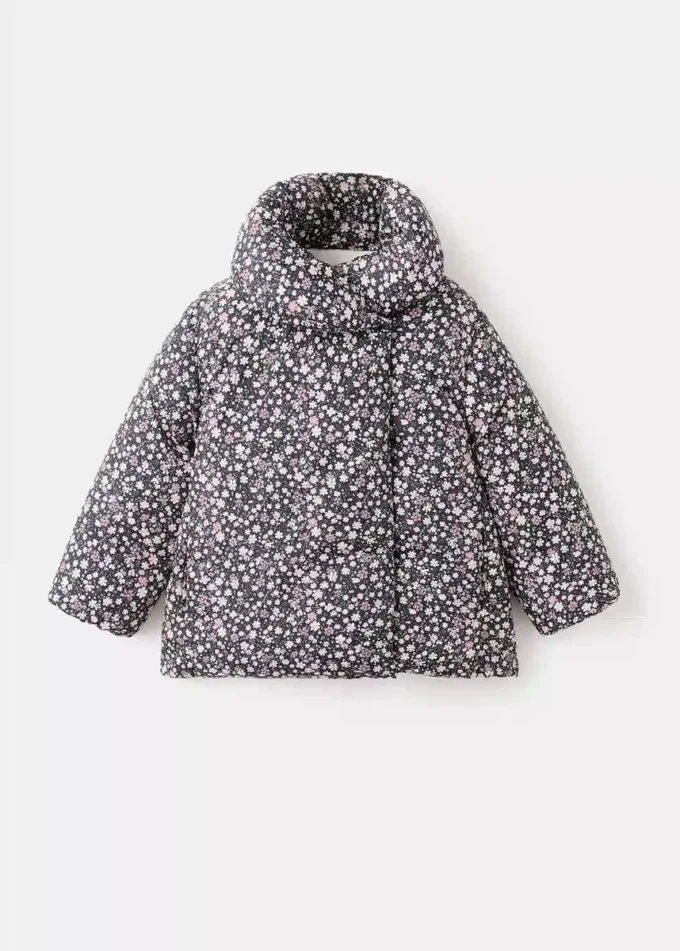 Giacca a vento con stampa floreale effetto pelliccia Giacca a vento con stampa floreale effetto pelliccia