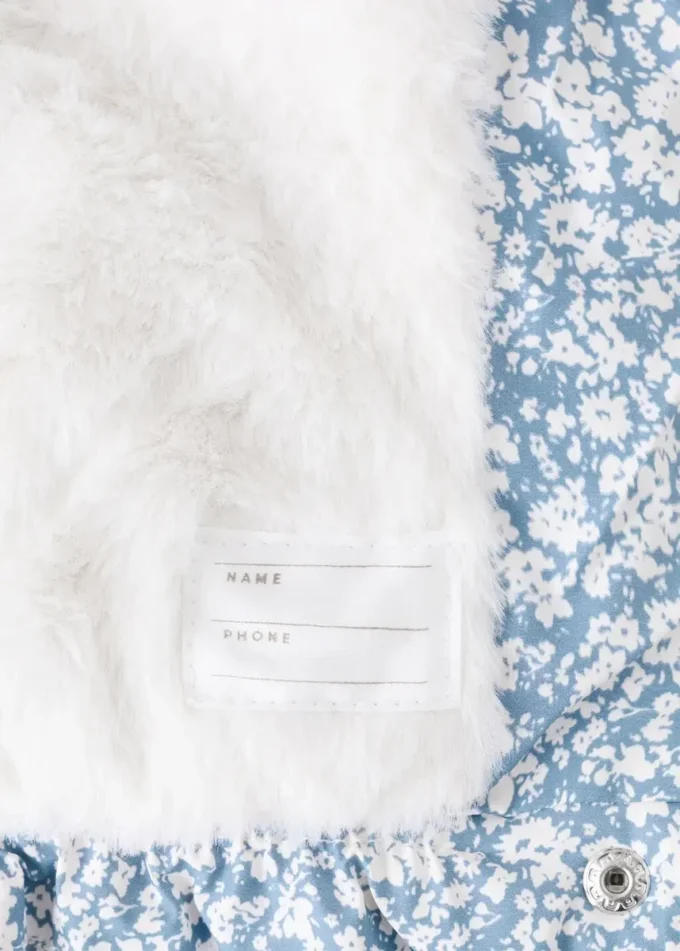 Giacca a vento con stampa floreale effetto pelliccia