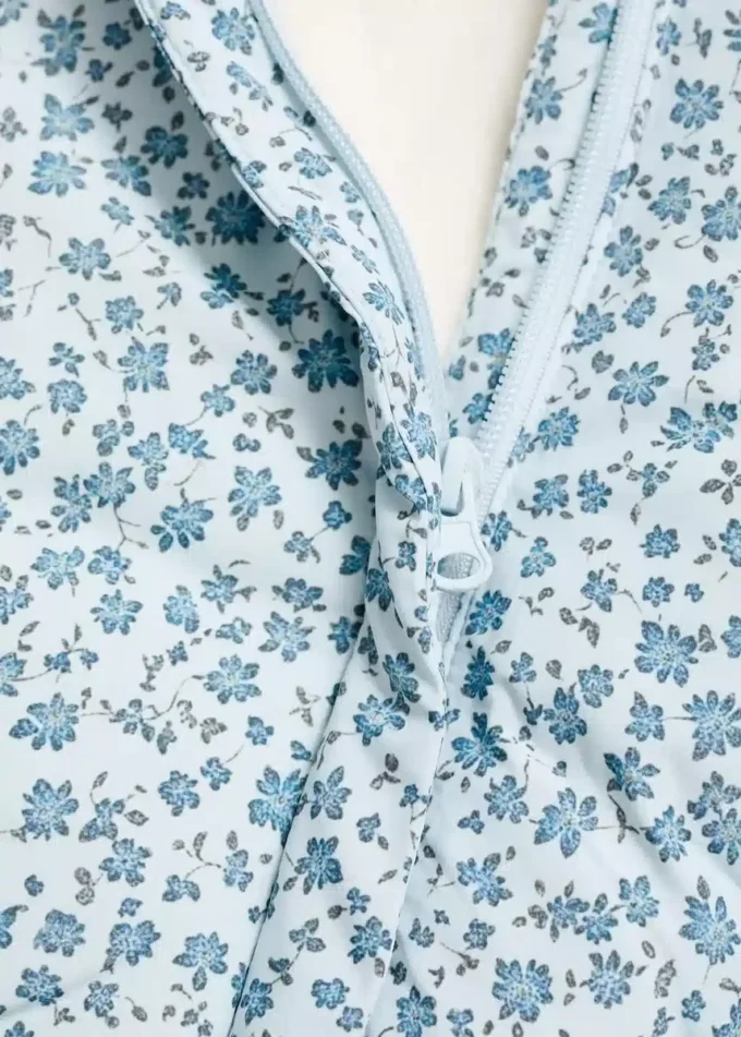 Giacca a vento con stampa floreale effetto pelliccia