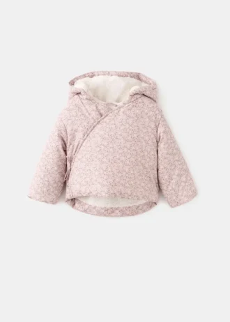 Giacca a vento foderata in shearling con motivo floreale