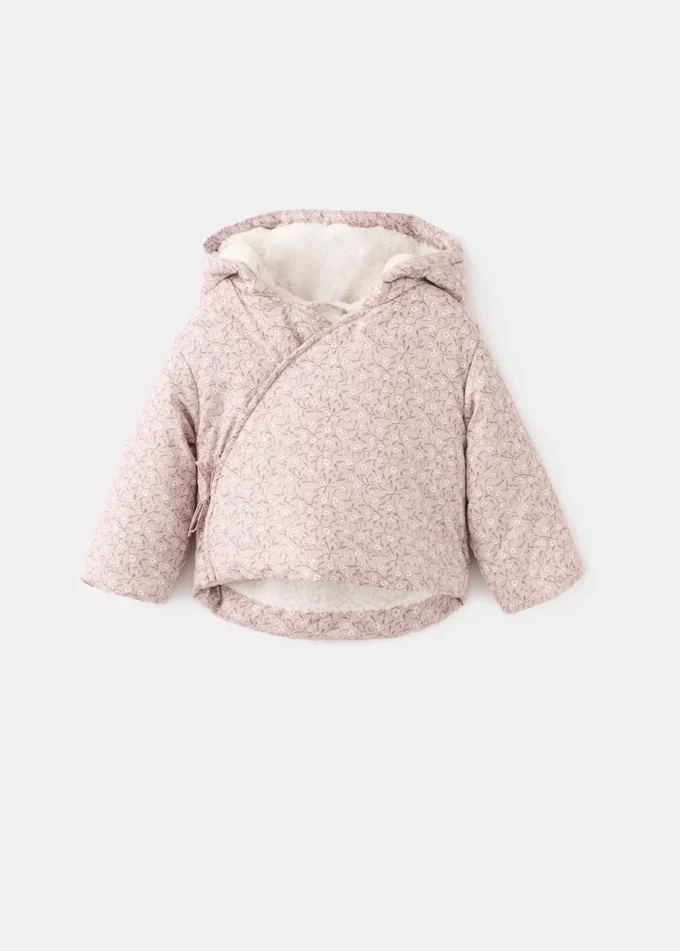 Giacca a vento foderata in shearling con motivo floreale Giacca a vento foderata in shearling con motivo floreale