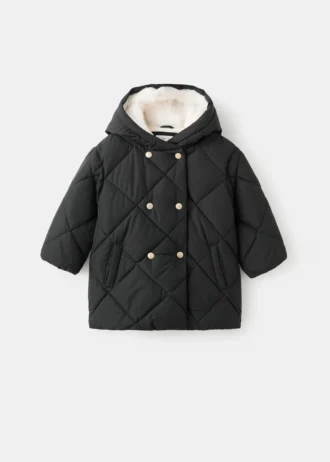 Giacca a vento lunga con fodera effetto pelliccia