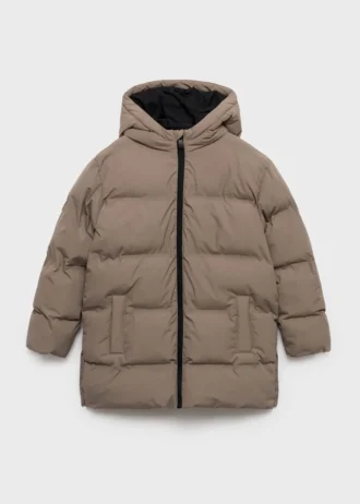 Giacca a vento lunga imbottita con cappuccio