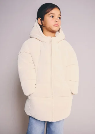 Giacca a vento lunga imbottita con cappuccio