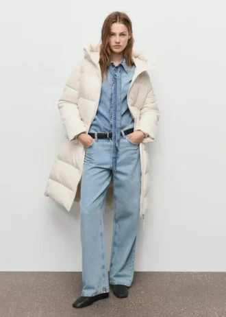 Giacca a vento lunga imbottita con cappuccio