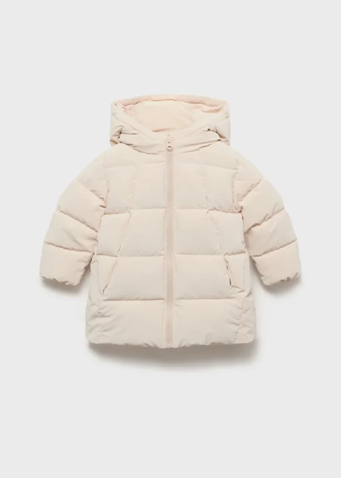 Giacca a vento lunga imbottita con cappuccio Giacca a vento lunga imbottita con cappuccio