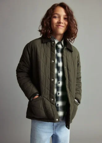 Giacca a vento trapuntata con collo camicia