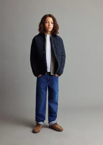 Giacca a vento trapuntata con collo camicia