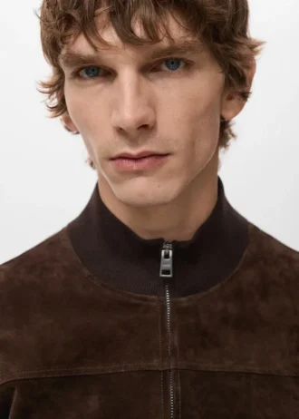 Giacca combinata in pelle e pelle scamosciata