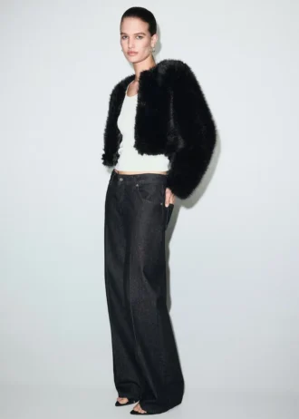 Giacca corta in pelliccia sintetica