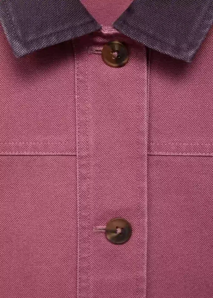 Giacca da lavoro in denim con collo a contrasto Giacca da lavoro in denim con collo a contrasto