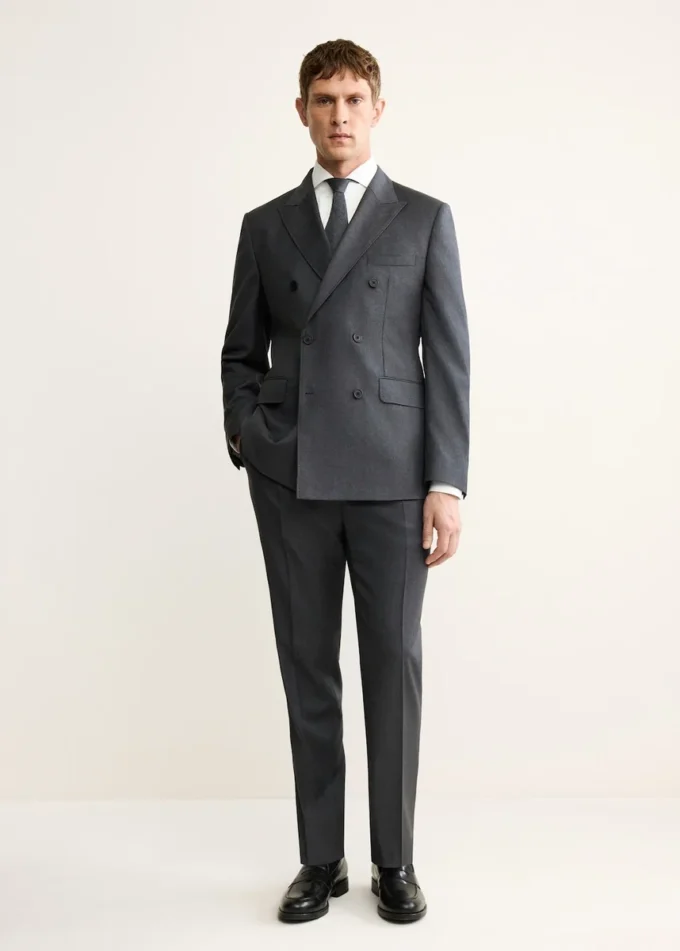 Giacca doppiopetto in flanella di lana 100% Giacca doppiopetto in flanella di lana 100%