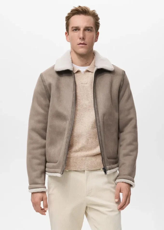 Giacca double face con dettagli in montone Giacca double face con dettagli in montone