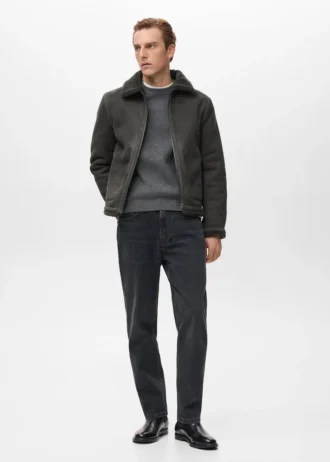 Giacca double face con dettagli in montone