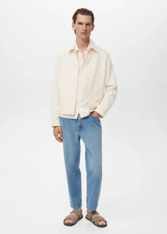 Giacca dritta in cotone con bottoni