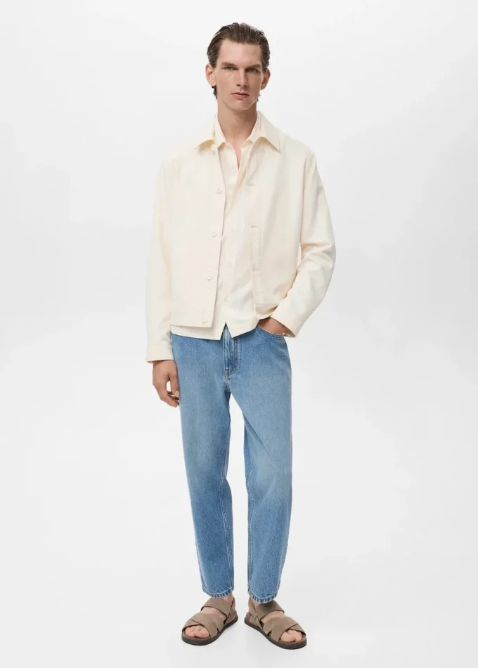 Giacca dritta in cotone con bottoni Giacca dritta in cotone con bottoni