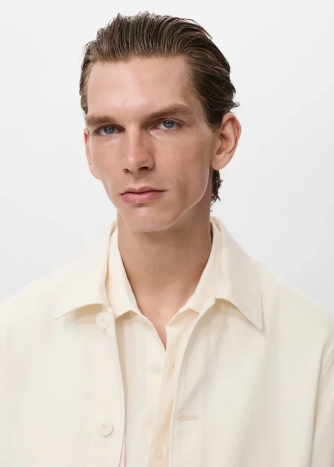 Giacca dritta in cotone con bottoni Giacca dritta in cotone con bottoni