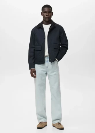 Giacca idrorepellente con collo in velluto a coste