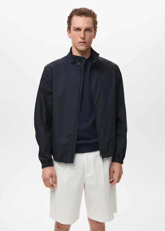 Giacca in cotone con collo con bottoni Giacca in cotone con collo con bottoni