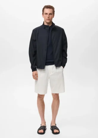 Giacca in cotone con collo con bottoni Giacca in cotone con collo con bottoni