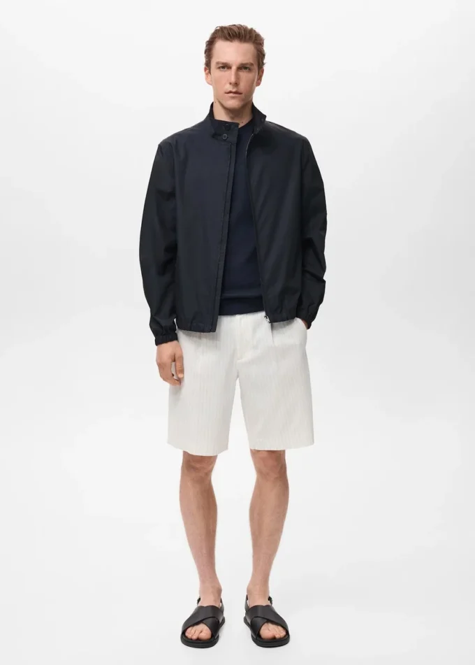 Giacca in cotone con collo con bottoni Giacca in cotone con collo con bottoni