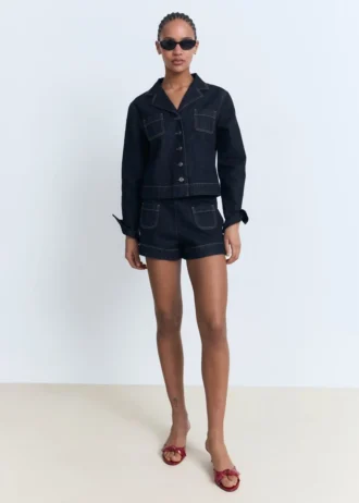 Giacca in denim aderente con tasche