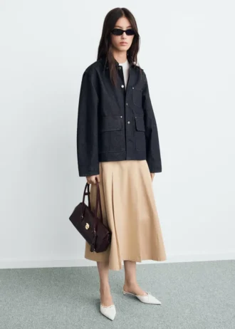 Giacca in denim con collo in ecopelle