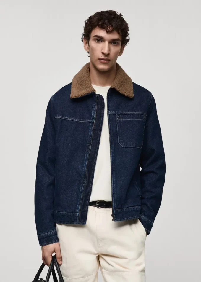 Giacca in denim con fodera in shearling Giacca in denim con fodera in shearling