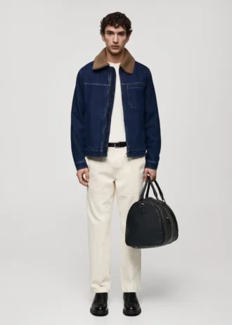 Giacca in denim con fodera in shearling