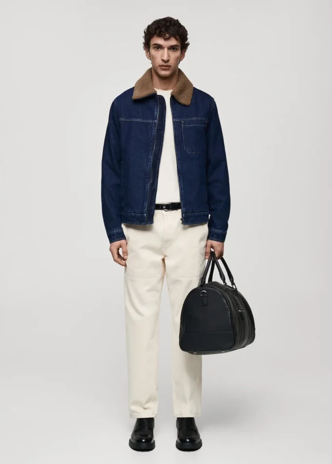Giacca in denim con fodera in shearling Giacca in denim con fodera in shearling
