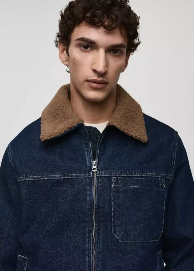 Giacca in denim con fodera in shearling Giacca in denim con fodera in shearling