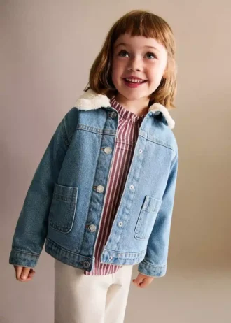 Giacca in denim effetto pelliccia