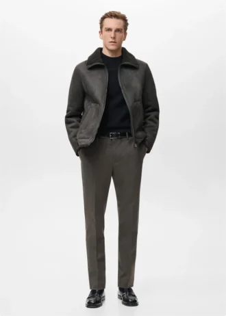 Giacca in ecopelle foderata in shearling