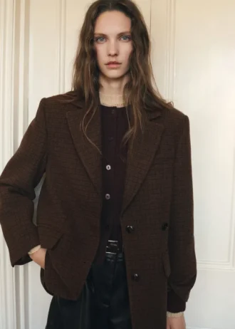 Giacca in lana con micro motivo pied-de-poule