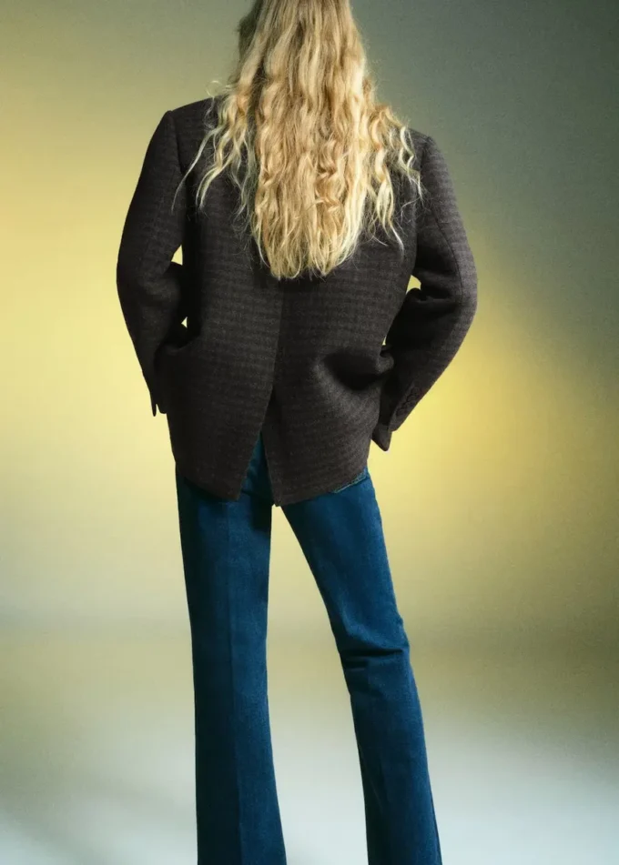 Giacca in lana con micro motivo pied-de-poule Giacca in lana con micro motivo pied-de-poule