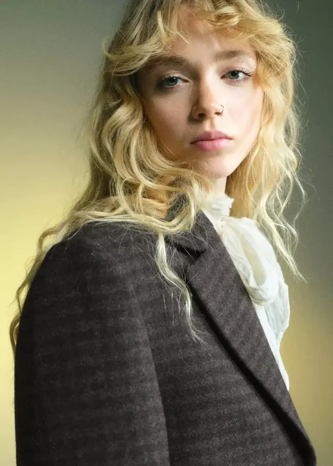 Giacca in lana con micro motivo pied-de-poule Giacca in lana con micro motivo pied-de-poule