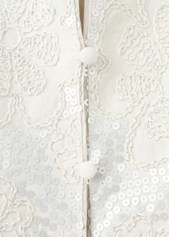 Giacca in lino ricamata con paillettes