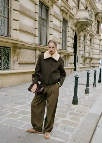 Giacca in misto lana con collo staccabile Giacca in misto lana con collo staccabile