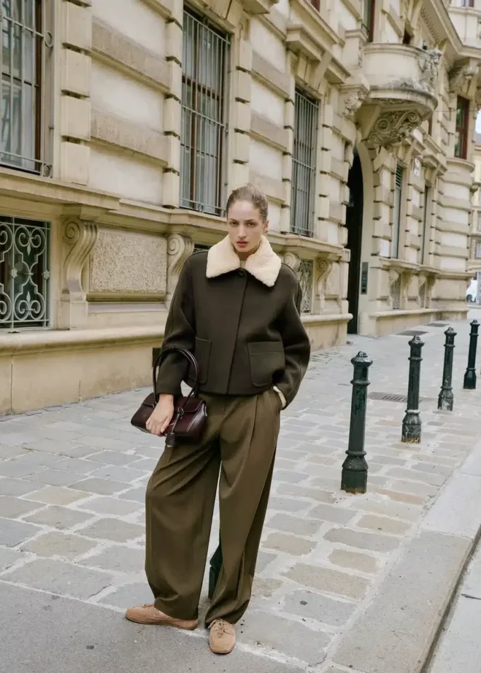 Giacca in misto lana con collo staccabile Giacca in misto lana con collo staccabile