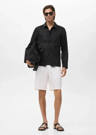 Giacca in misto lino con tasche