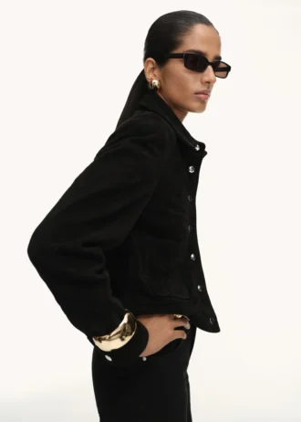 Giacca in pelle scamosciata con bottoni