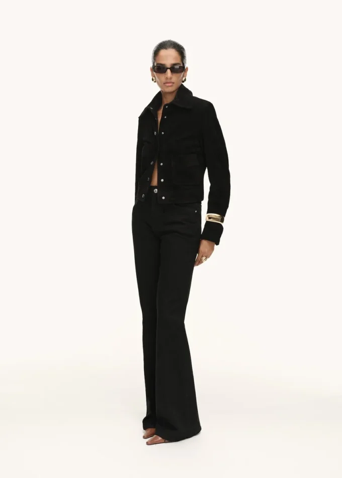 Giacca in pelle scamosciata con bottoni Giacca in pelle scamosciata con bottoni