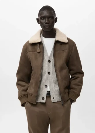 Giacca in pelle scamosciata sintetica