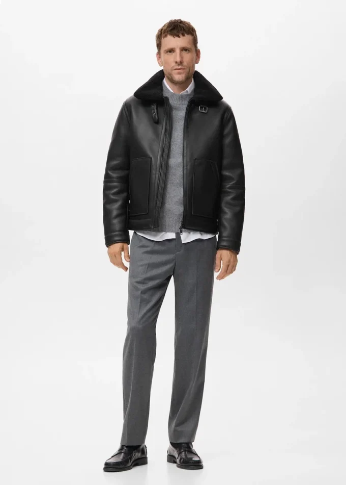 Giacca in pile effetto pelle sintetica Giacca in pile effetto pelle sintetica