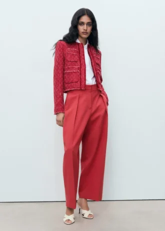 Giacca in tweed con bordi sfrangiati