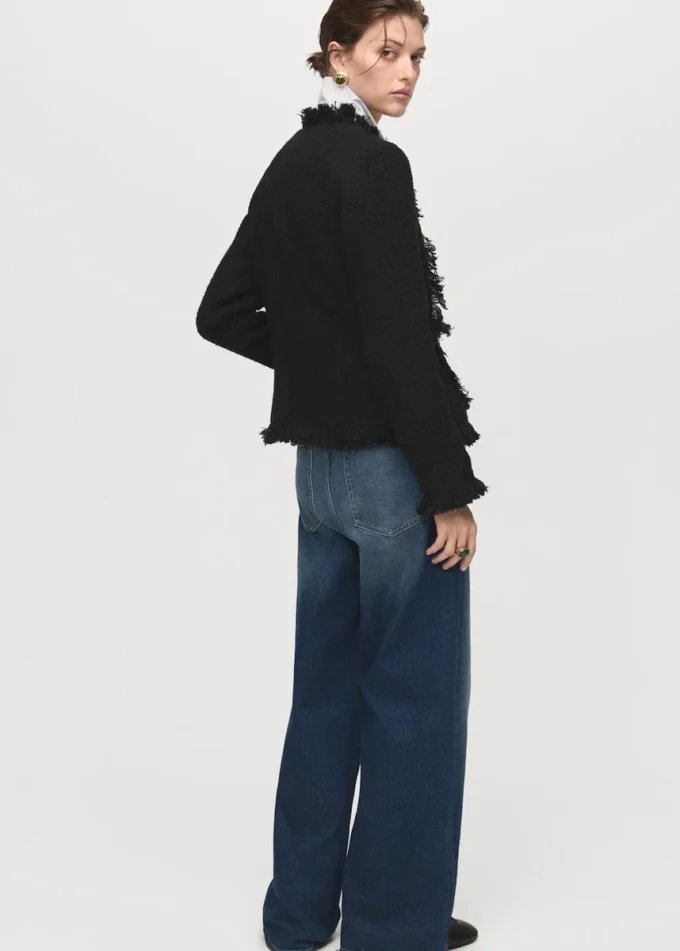 Giacca in tweed con bordi sfrangiati