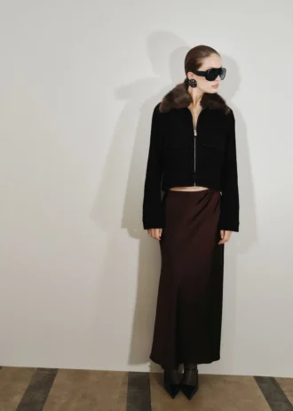 Giacca in velluto con collo in pelliccia