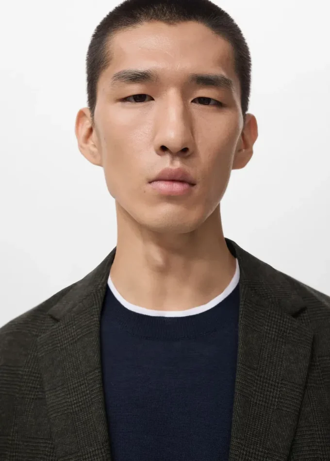 Giacca slim fit a microquadri Giacca slim fit a microquadri